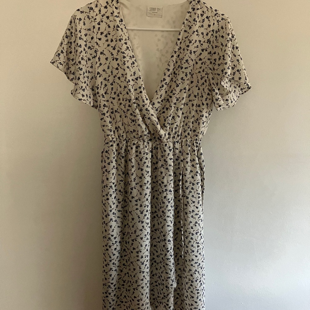 Sienna Sky Floral High-Low Tie Midi Dress